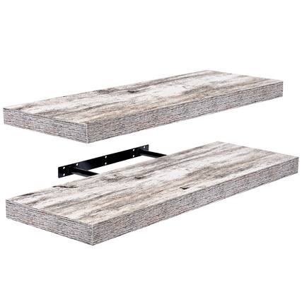 Front. Sorbus - 2 Pack (24"x9") Sorbus Floating Wall Shelves for Bedroom, Decor, Kitchen, Living Room - for Trophies, Frames, Bookshelf - Rustic White.