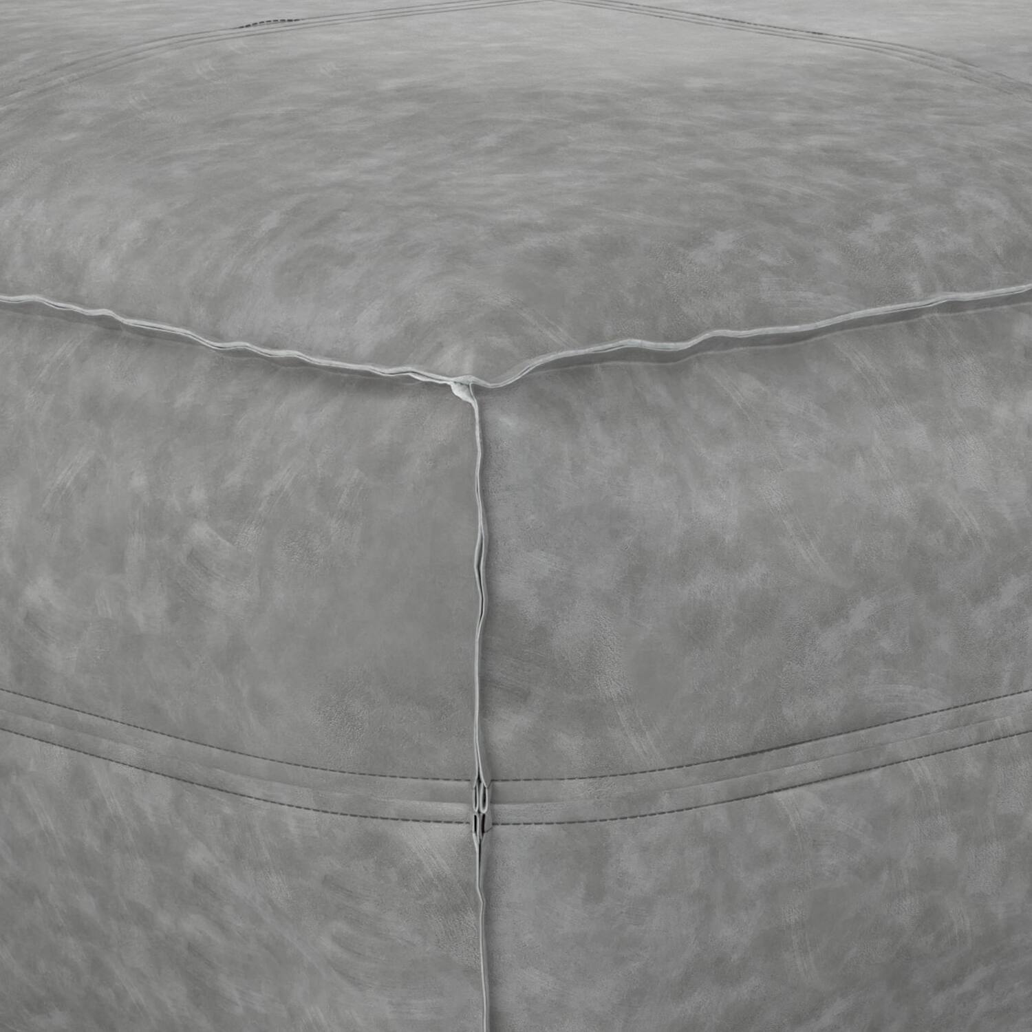 Alt View 1. Simpli Home - Brody 30 inch Wide Boho Square Coffee Table Pouf in Distressed Grey Vegan Faux Leather - Distressed Grey.