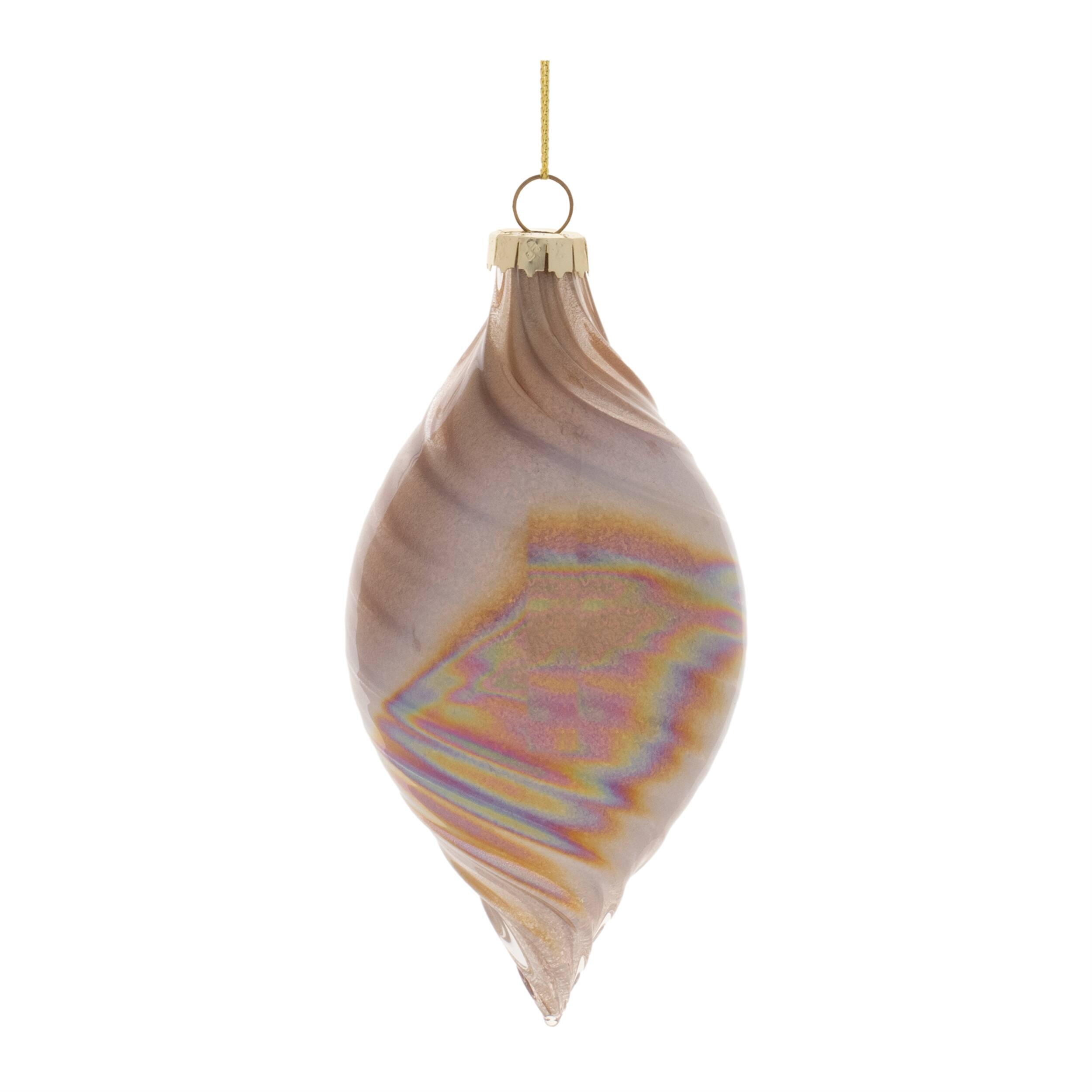 Alt View 1. BreeBe - Iridescent Swirl Glass Ornament (Set of 12) - Gold.