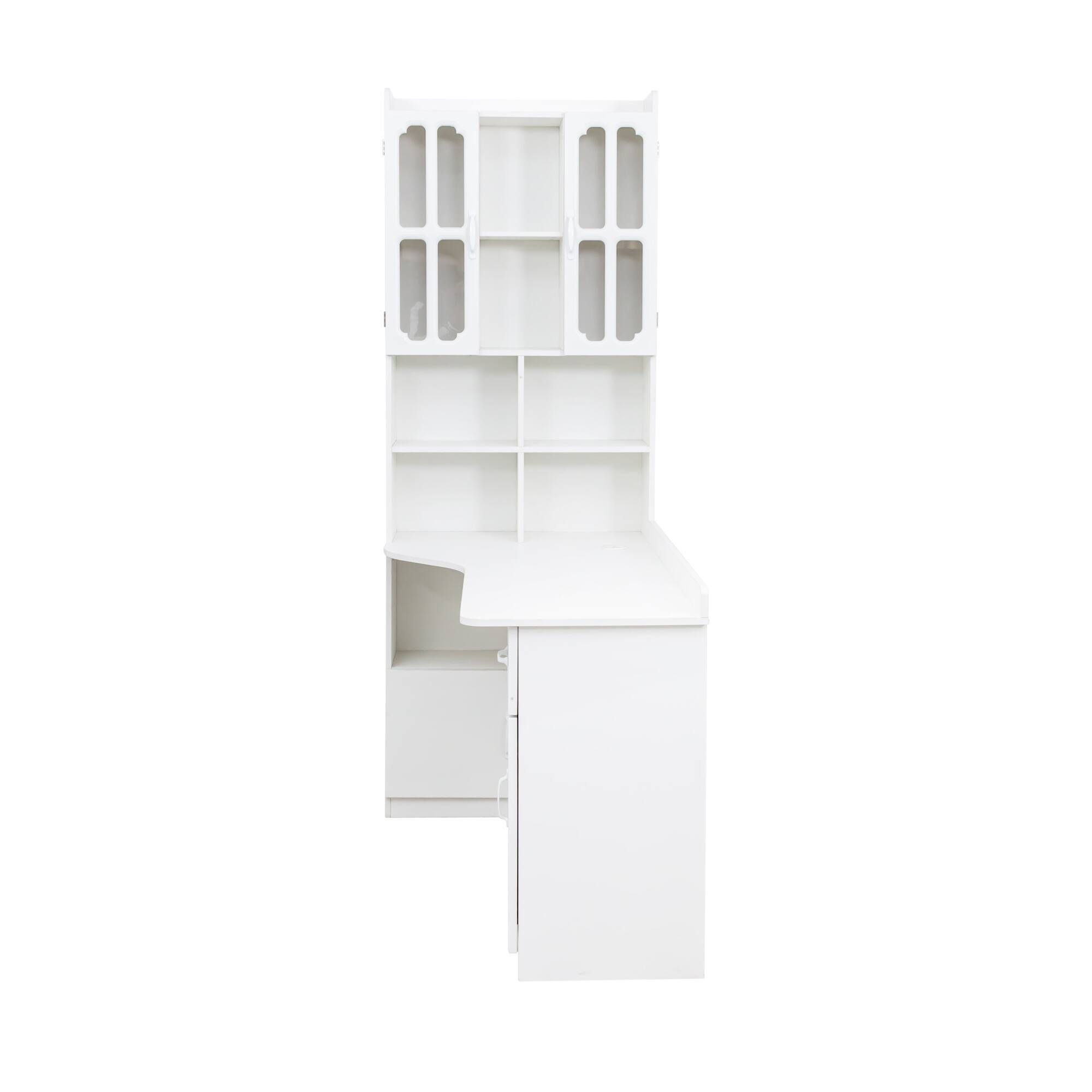 Alt View 8. Tiramisubest - L-Shaped Corner Computer Desk,Study Modern Style Table with Drawers,Bookshelf & Hutch,2-in-1 L-Shaped Design,White - White.