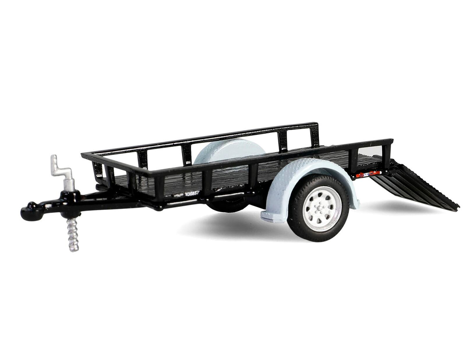 Alt View 1. Greenlight - 1990 Dodge Ram D250 "Philadelphia Police Dept" White with Stripes & Utility Trailer "Hot Pursuit Hitch & Tow" 1/64 - White.