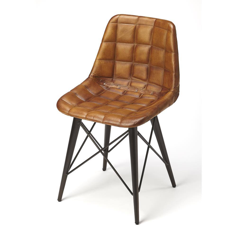 Alt View 2. Butler Specialty - Patty Leather Side Chair - Medium Brown.