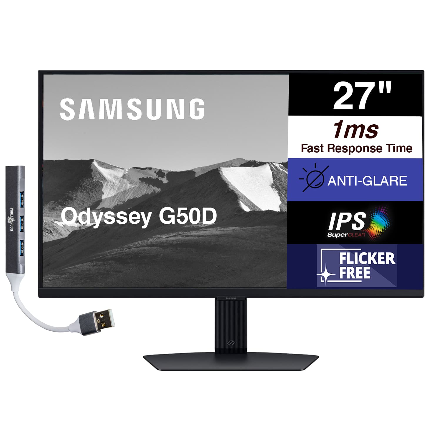 SAMSUNG 27" 1ms Fast Response Time Odyssey G50D: 205 Qdyssey G50D ANTI-GLARE IPS SuperCLEAR FLICKER FREE