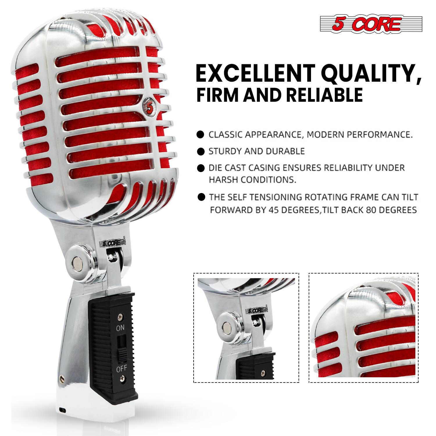 5 CORE

EXCELLENT QUALITY, FIRM AND RELIABLE

- CLASSIC APPEARANCE, MODERN PERFORMANCE.
- STURDY AND DURABLE
- DIE CAST CASING ENSURES RELIABILITY UNDER HARSH CONDITIONS.
- THE SELF TENSIONING ROTATING FRAME CAN TILT FORWARD BY 45 DEGREES, TILT BACK 80 DEGREES