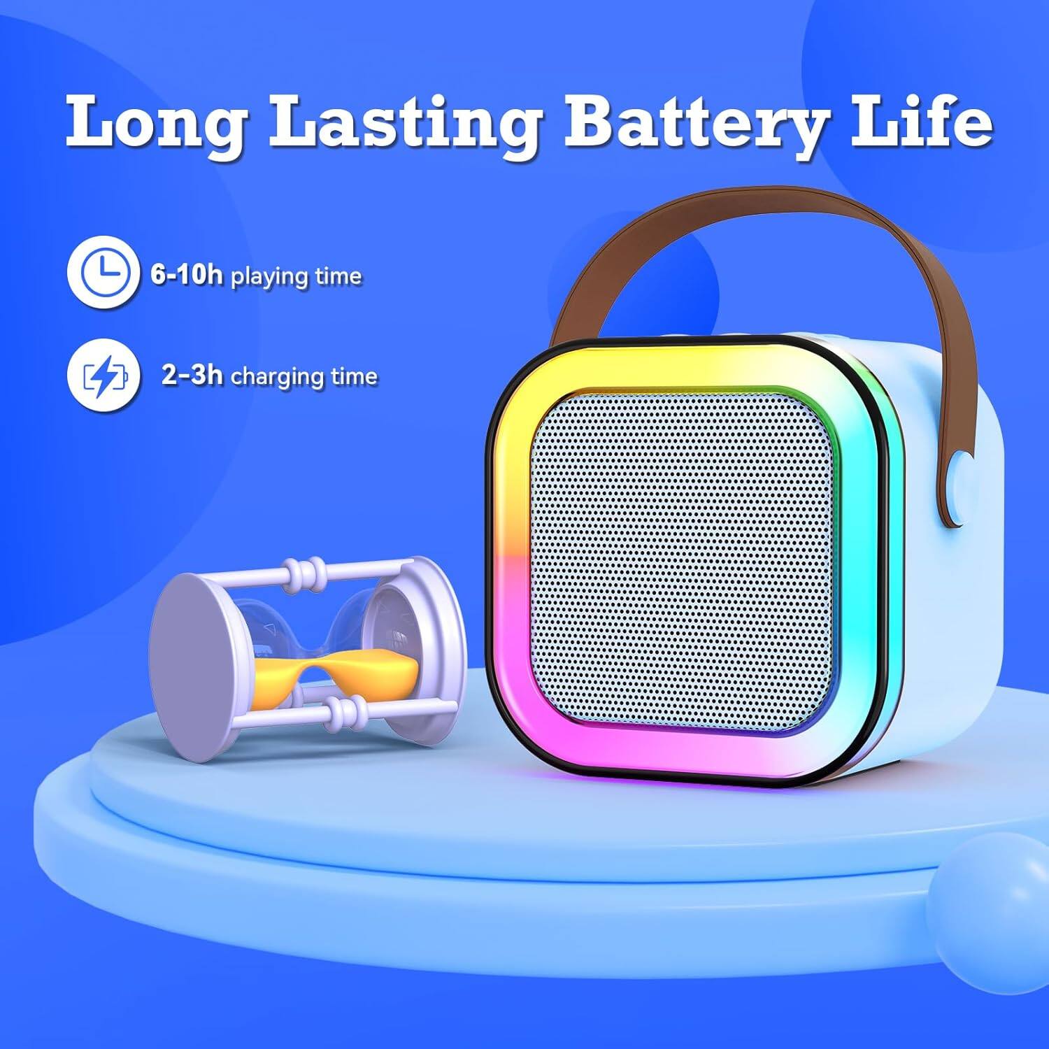 Long Lasting Battery Life

- 6-10h playing time
- 2-3h charging time