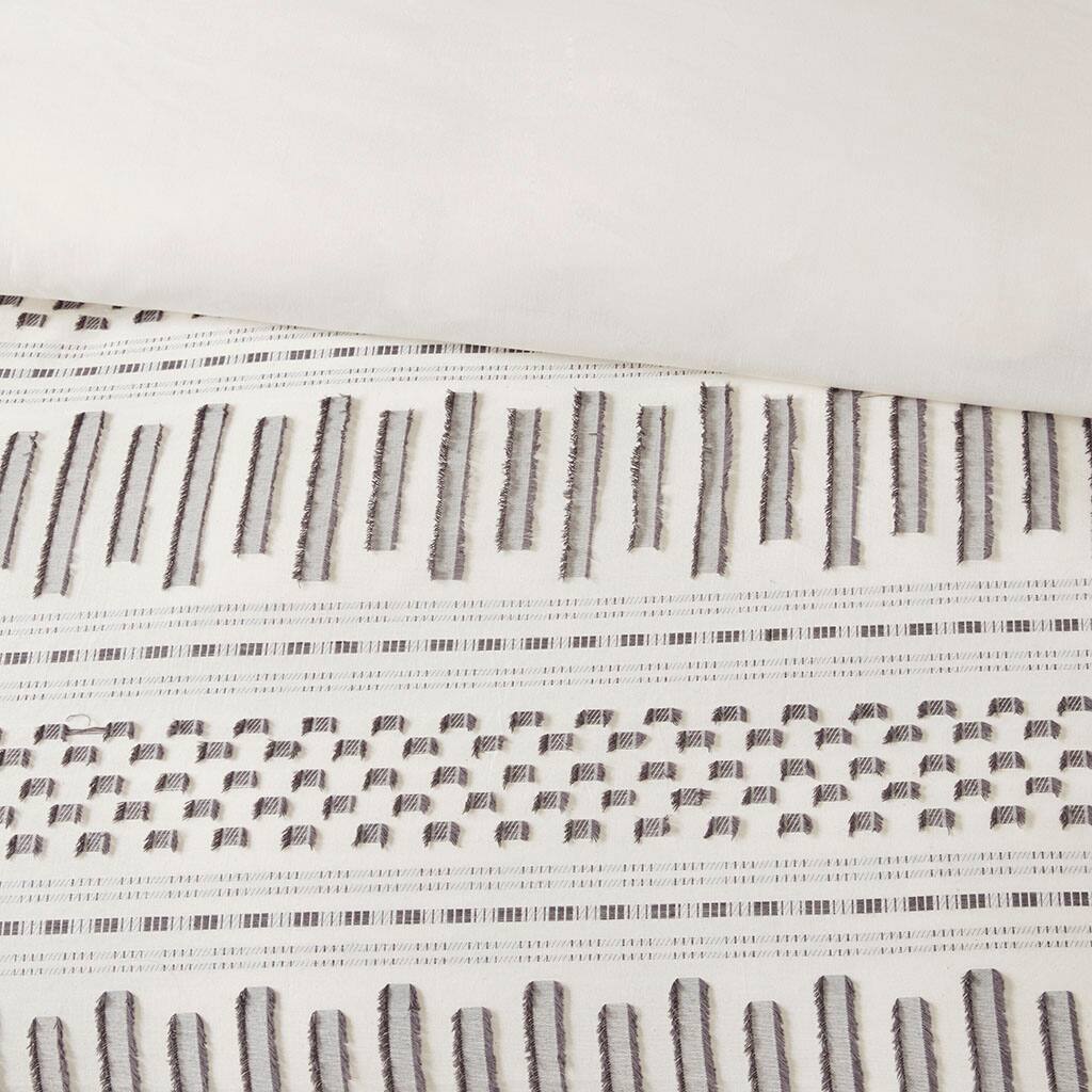 Alt View 5. Gracie Mills - Gracie Mills Donny Geometric Cotton Jacquard Comforter Mini Set - Ivory/Charcoal.