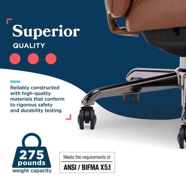 Superior QUALITY

Reliably constructed with high-quality materials that conform to rigorous safety and durability testing.

275 pounds weight capacity

Meets the requirements of ANSI / BIFMA X5.1