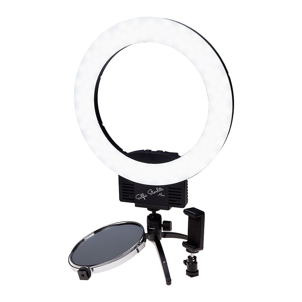 Fotodiox - Selfie Starlite Mini w/ Tabletop Tripod - 12in Bi-Color Dimmable Ring Light f/ Portrait, Makeup, YouTube, Live Streaming