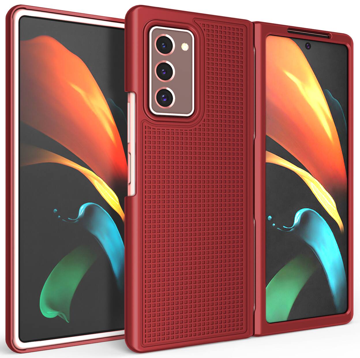 Alt View 5. Nakedcellphone - Slim Case and Belt Clip Holster Combo for Samsung Galaxy Z Fold 2 (SM-F916) - Red.