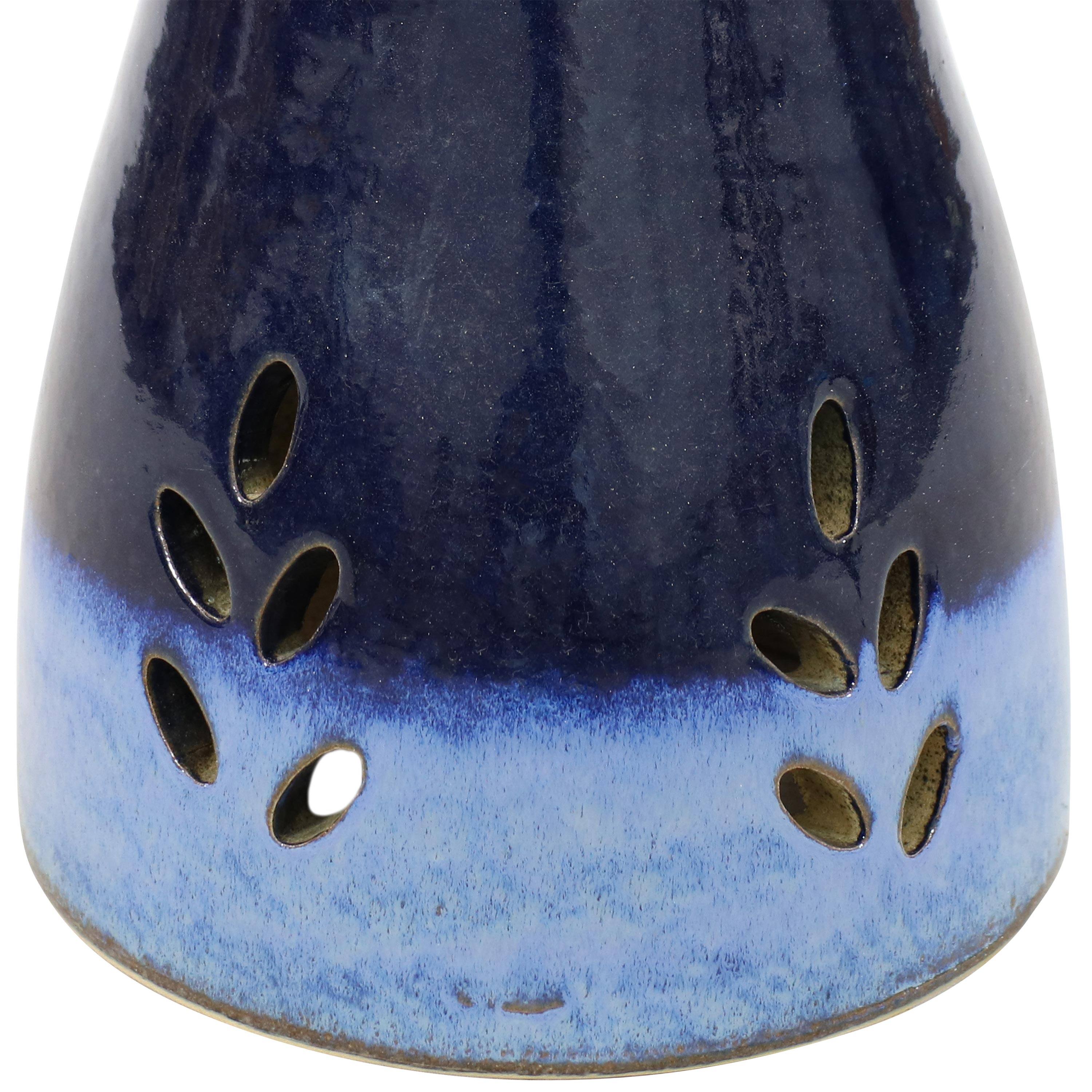 Alt View 10. Sunnydaze - Classic Duo-Tone Cut-Out Ceramic Bird Bath - 20.5 in - Dark Blue.
