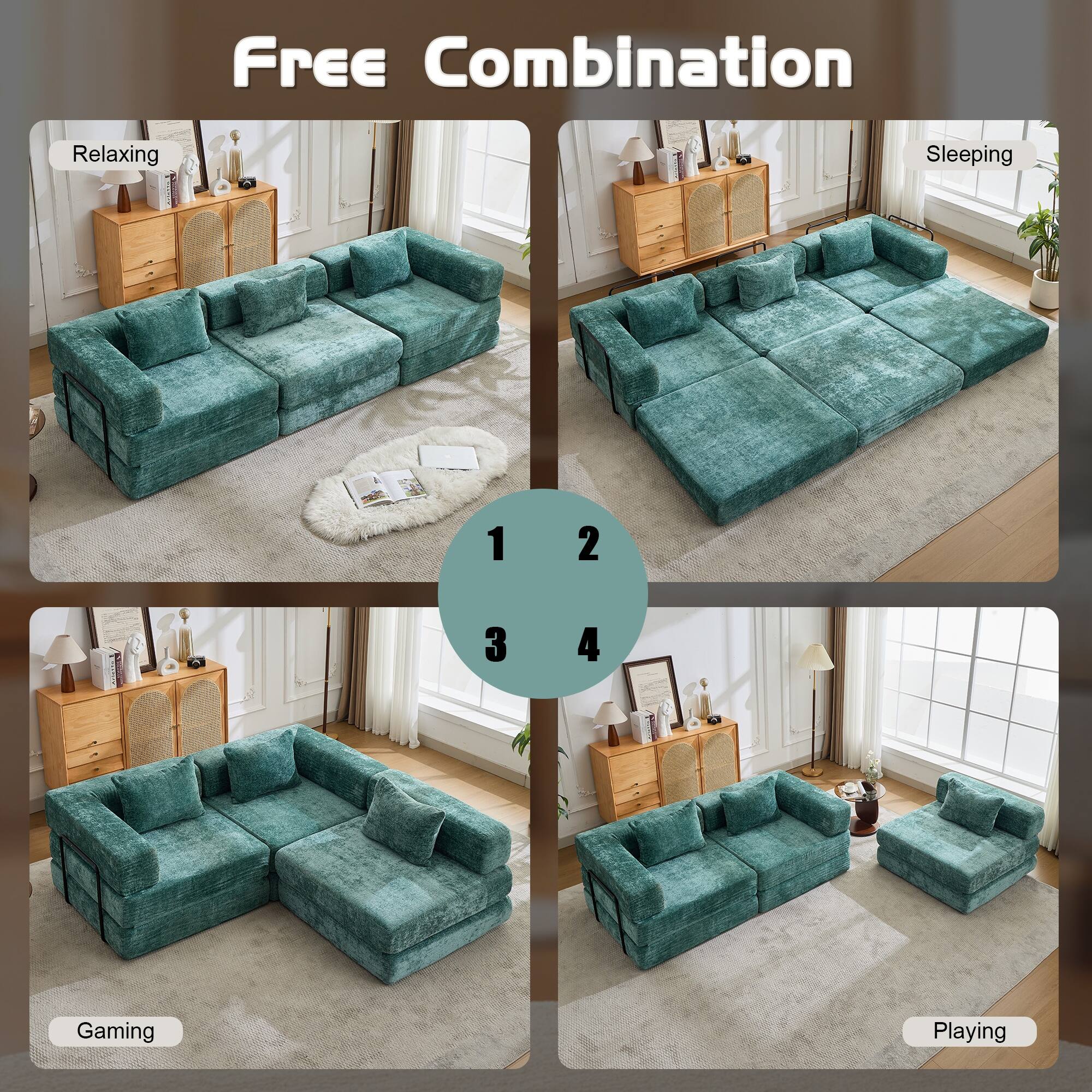 Free Combination

1. Relaxing
2. Sleeping
3. Gaming
4. Playing