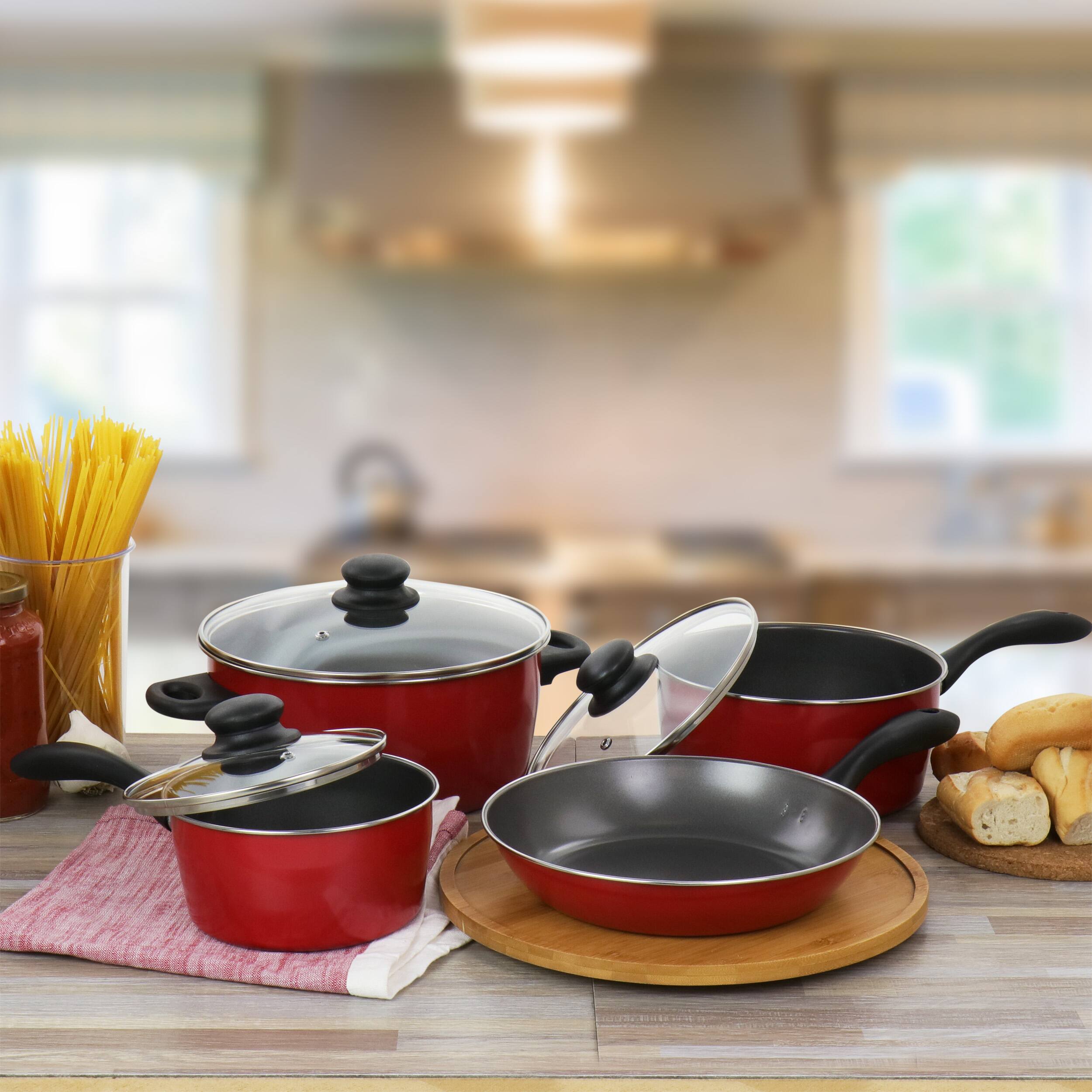 Gibson - Home Armada 7 Piece Nonstick Carbon Steel Cookware Set - Red - Thumbnail 5