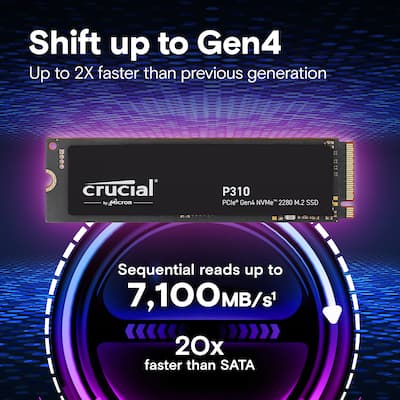 Crucial P310 4TB Internal SSD PCIe Gen 4 x4 NVMe M.2 Crucial P310 4TB Internal SSD PCIe Gen 4 x4 NVMe M.2
