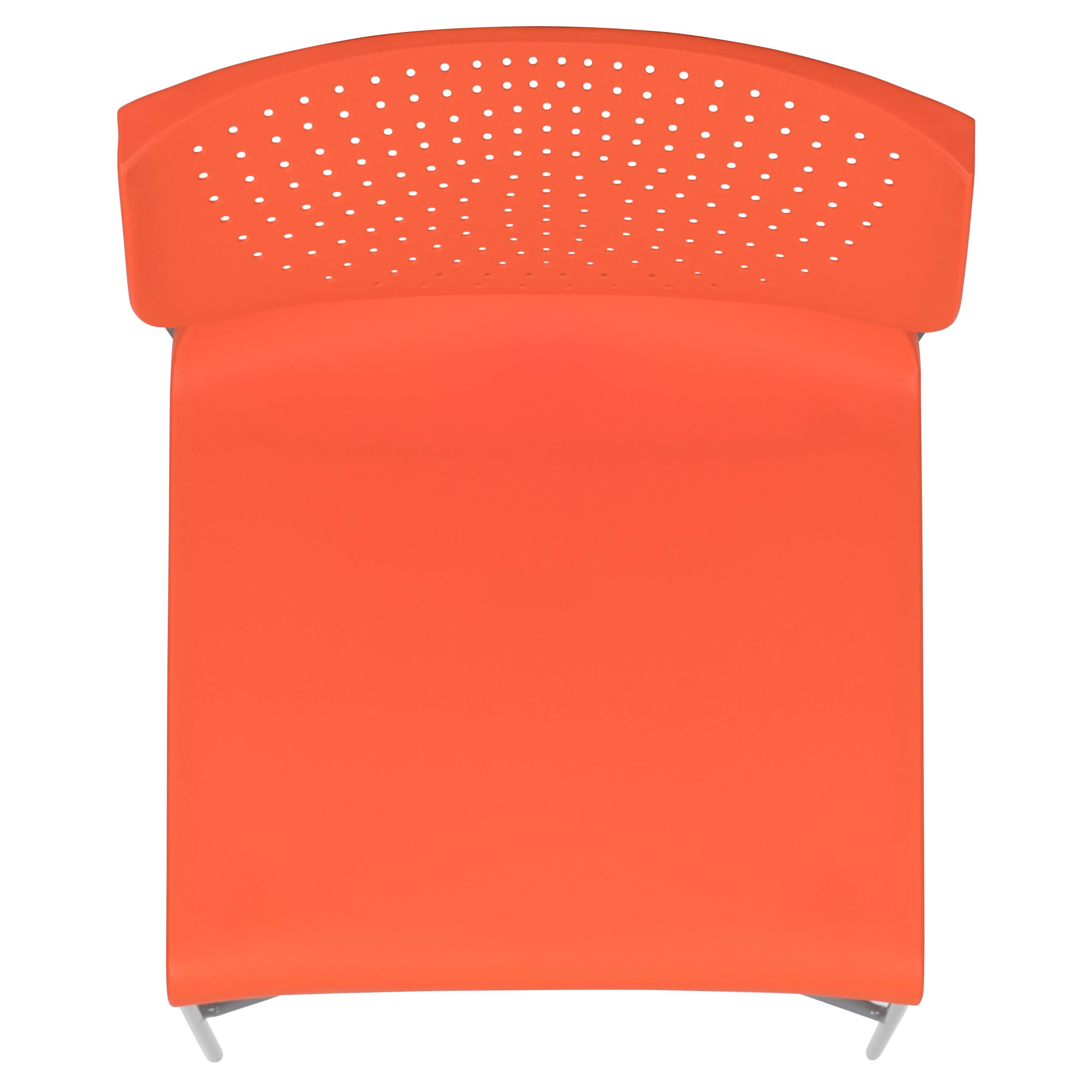 Alt View 8. Emma + Oliver - Home and Office Stack Chair with Lumbar Support and Metal Frame - Guest Chair - Orange.