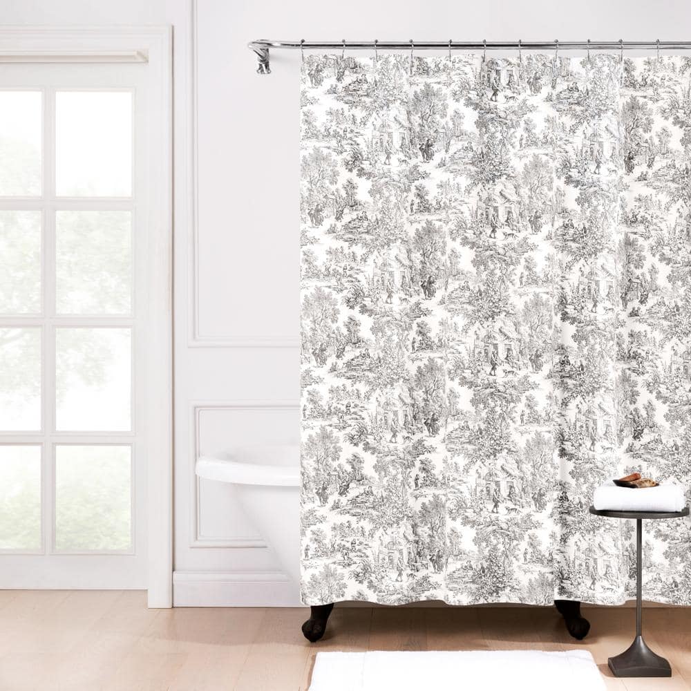 Ellis Curtain - Victoria Park Toile Precise Patterned High Quality Water Proof Bathroom Shower Curtain - 70x72" - Gray