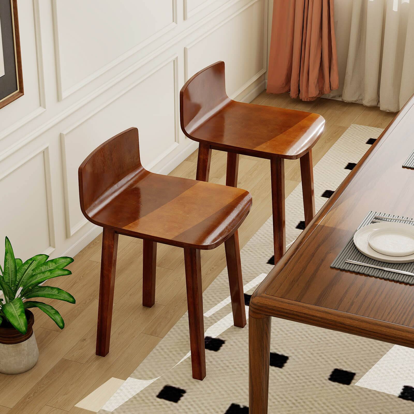 Alt View 4. Costway - Costway Dining Chairs Set of 4 with Acacia Wood Legs Curved Seat & Low Back for Home - Brown.