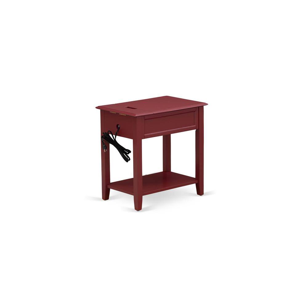 Back. East West Furniture - East West Furniture DE-13-ET Mid Century Night Stand with 1 Mid Century Modern Drawer, Stable and Sturdy Constructed - - Burgundy.