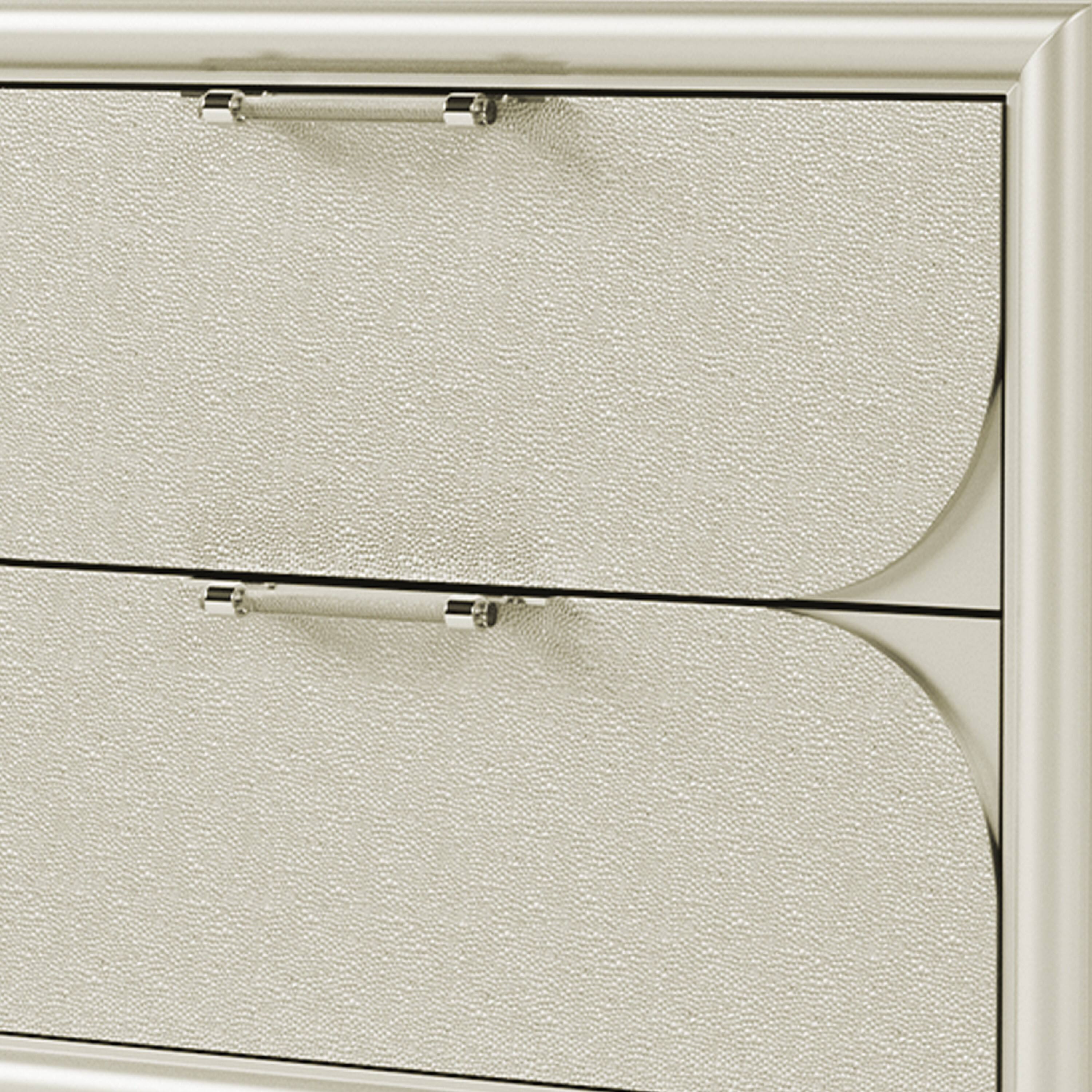 Alt View 1. Manhattan Lane - Zema Nightstand, 2 Drawers w Acrylic Handles, 30 Inch - Silver, Clear.
