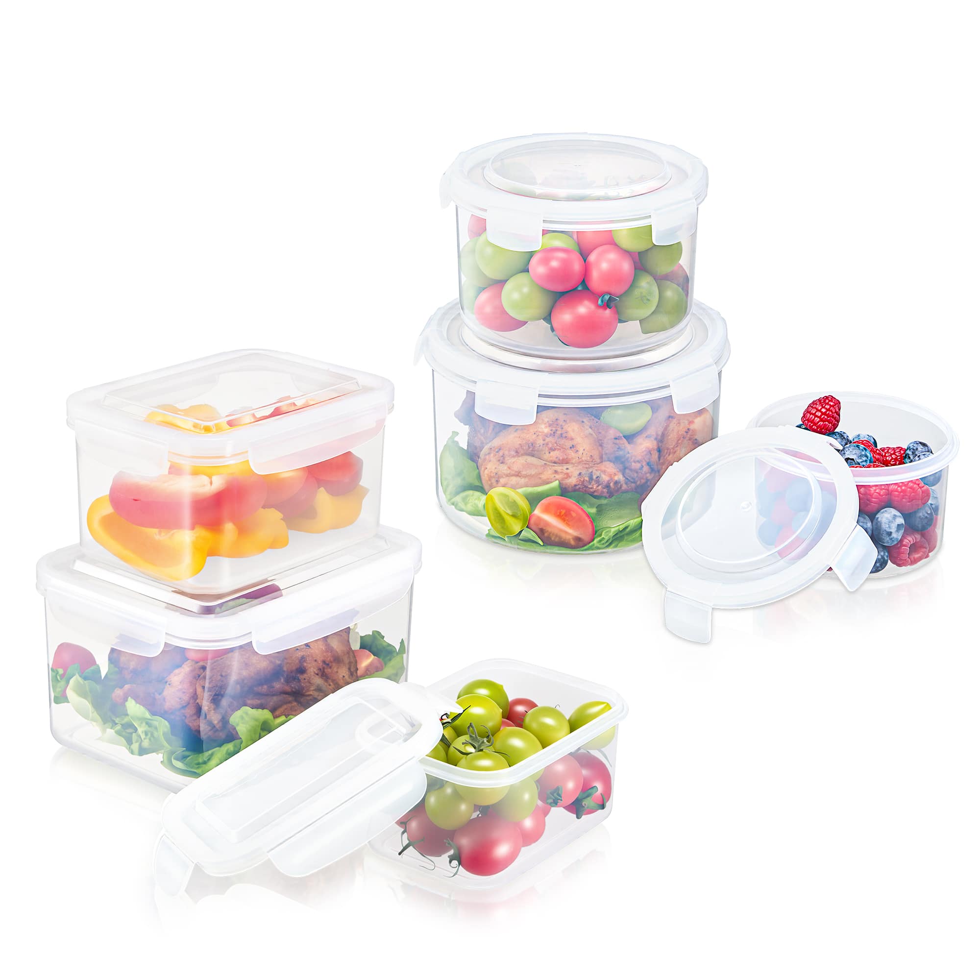 Sorbus - 6 Pack Nesting Plastic Food Storage Containers Stackable Meal Prep Bowls - Clear