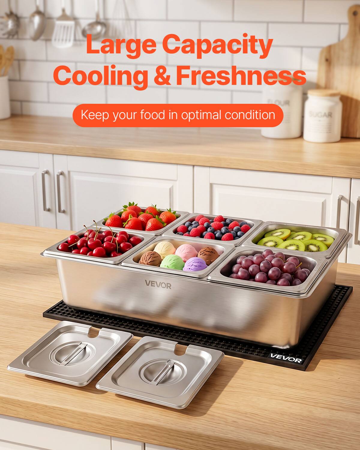 Large Capacity Cooling & Freshness  
Keep your food in optimal condition  
VEVOR