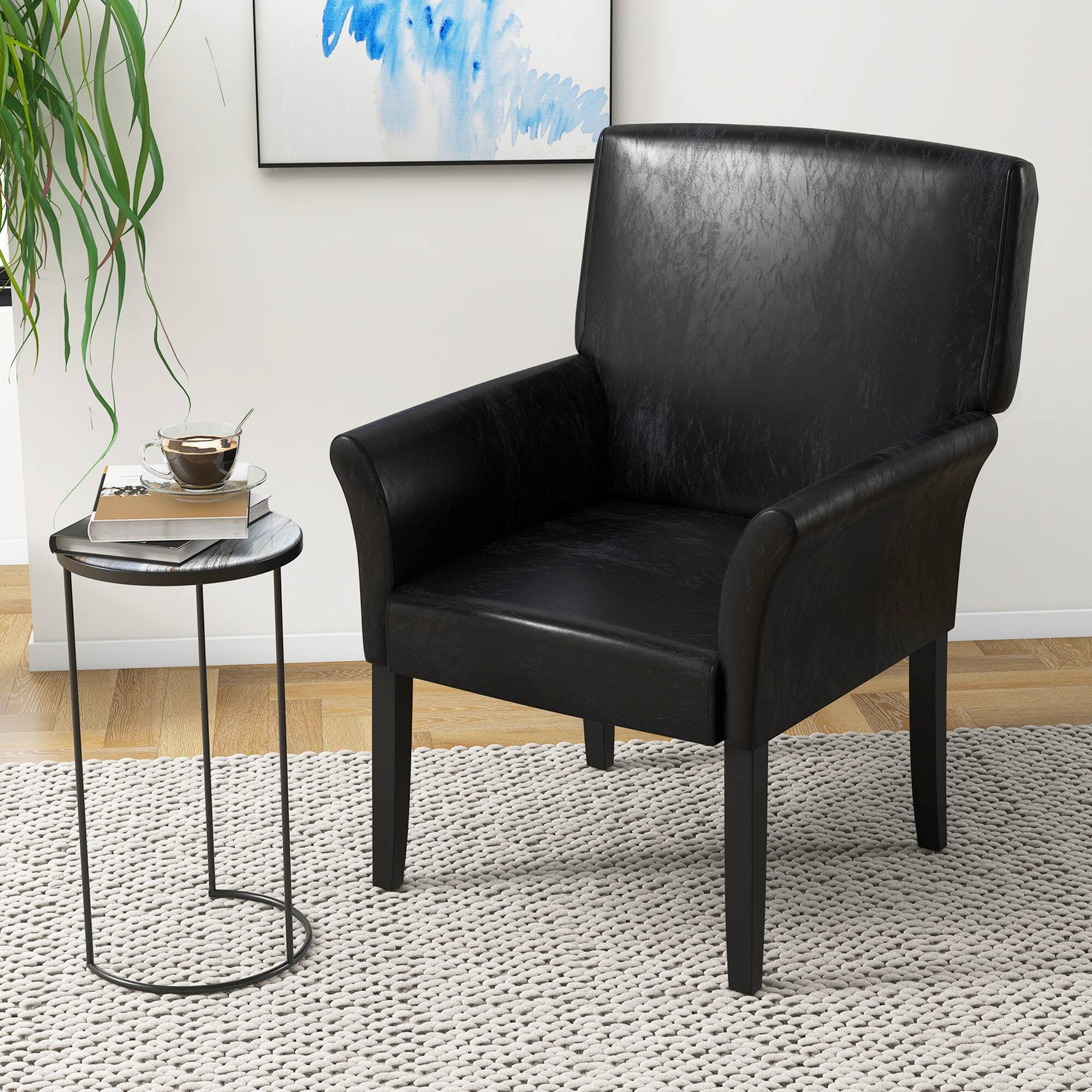 Alt View 1. Costway - Costway Executive PU Leather Guest Chair Reception Side Arm Chair Upholstered - Black.