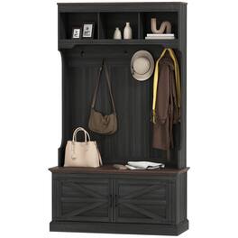 Homcom - Hall Tree with Shoe Storage, Coat Rack with Bench, Entryway Furniture with Five Hooks - Black