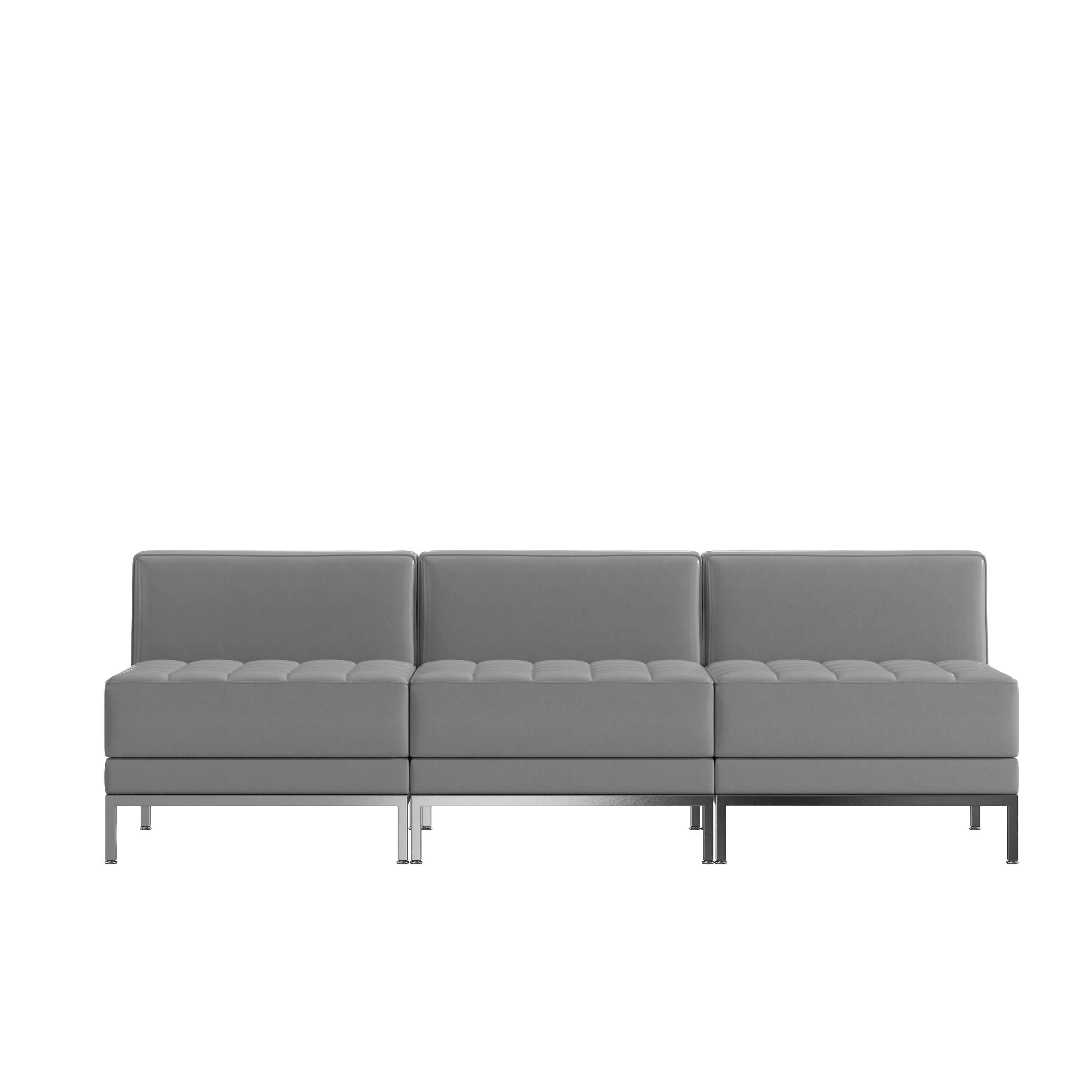 Alt View 7. Emma + Oliver - Leather Lounge Set with Ganging Clips, 3 Pieces - Gray.