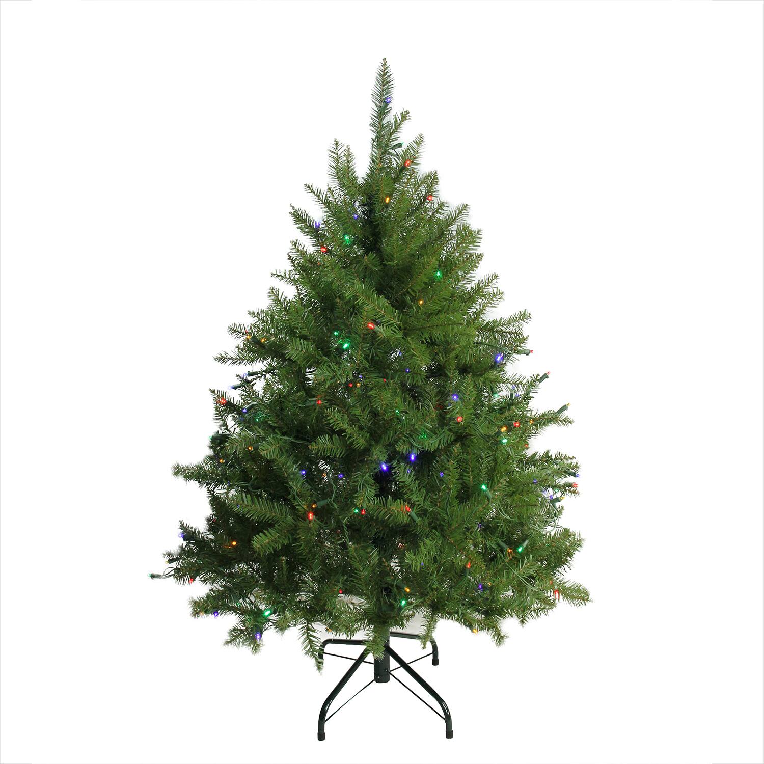 Front. Northlight - 4' Pre-Lit Full Northern Pine Artificial Christmas Tree - Multicolor LED Lights - Green.