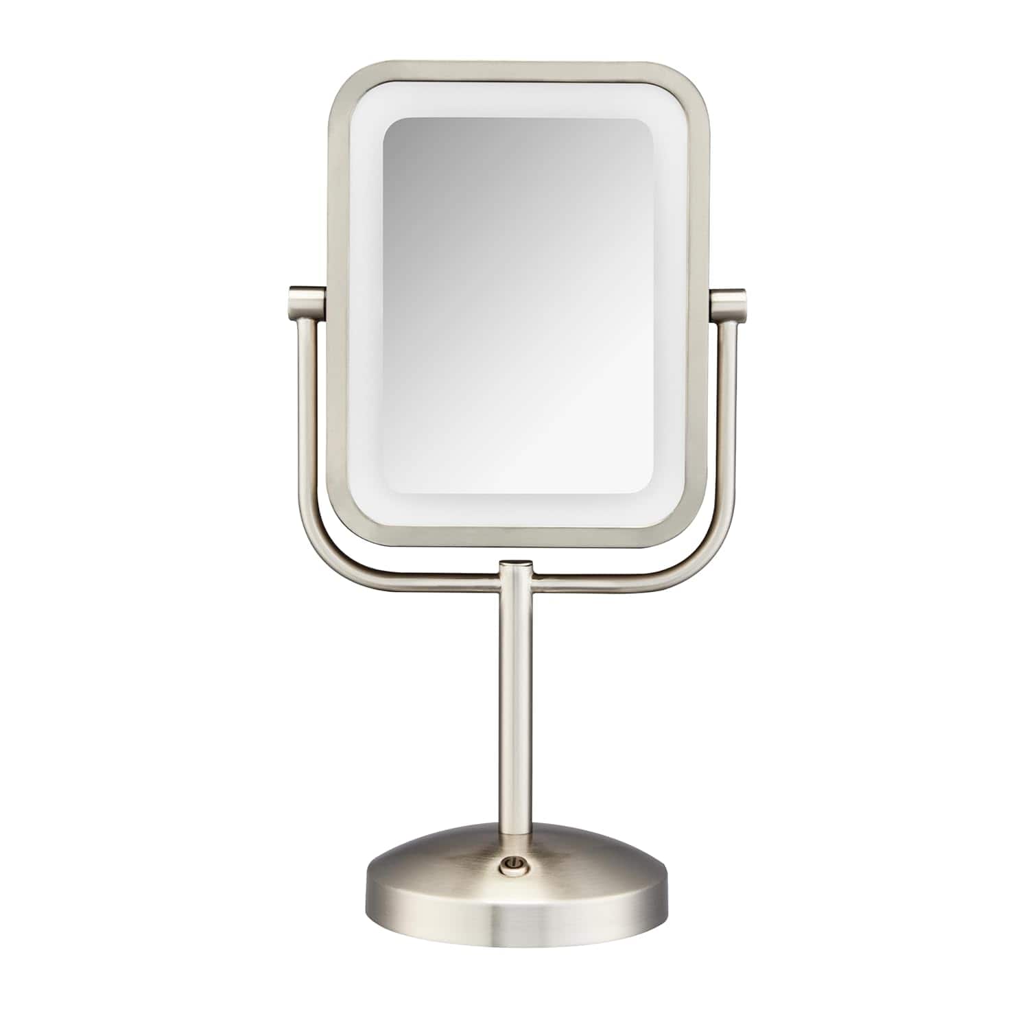 Stamp n Camp - Conair Lighted Makeup Mirror, LED Vanity Mirror, 1X/8X Magnifying Mirror, Battery Operated in Brushed Nickel - Brushed Nickel 1X/8X Magnification