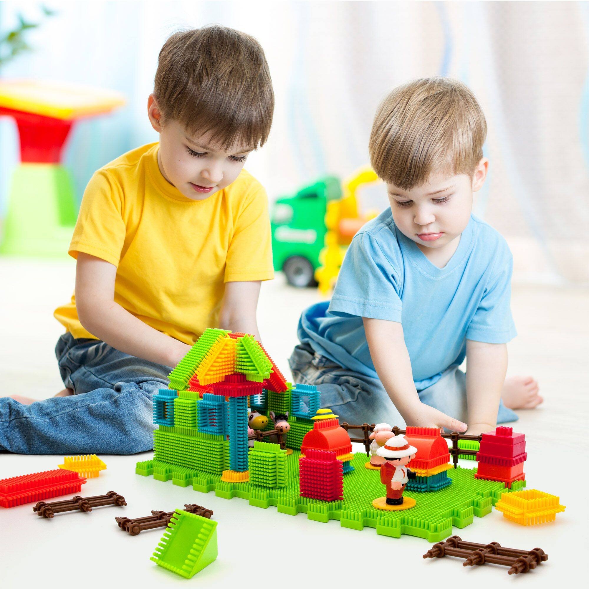 Alt View 6. PicassoTiles - PICASSO-TILES 100 PC Farm Animal Theme Hedgehog Building Blocks Set for Toddlers, Boys & Girls Kids.