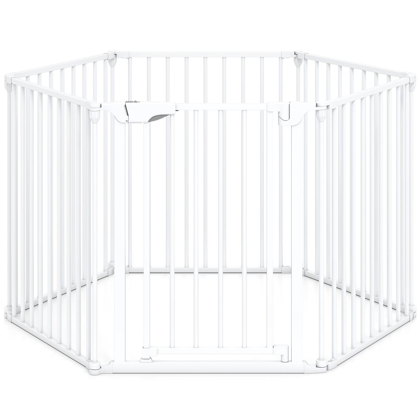 Alt View 9. Gymax - Gymax 6-Panel Adjustable Pet Safety Fence w/Auto-close Door & Double Locking System White.