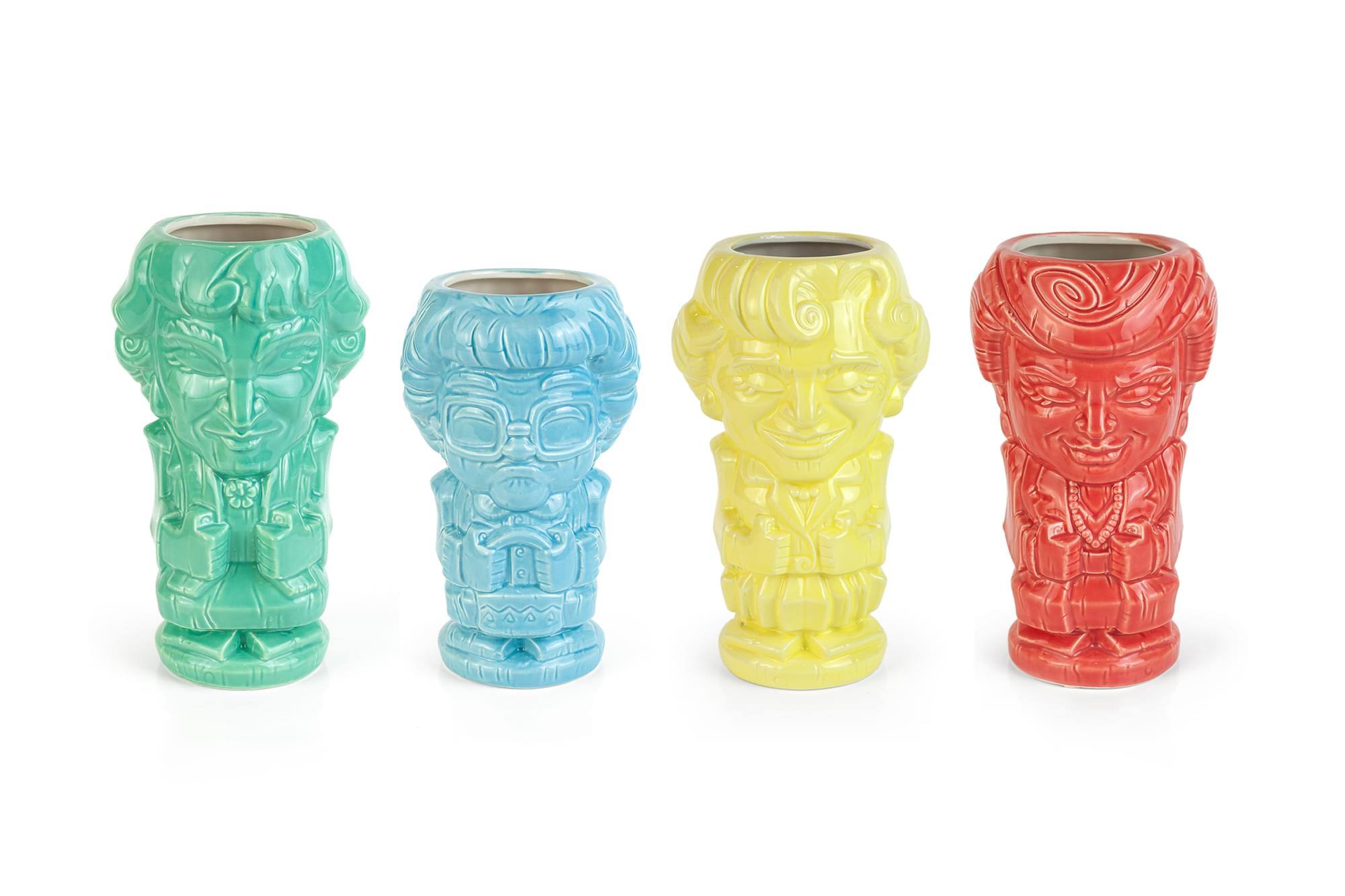 Front. ThinkGeek - Geeki Tikis The Golden Girls Ceramic Mugs | Set of 4 - Multicolored.