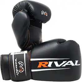 RIVAL - Boxing RB60 Workout Hook and Loop Bag Gloves 2.0 - Large - Black