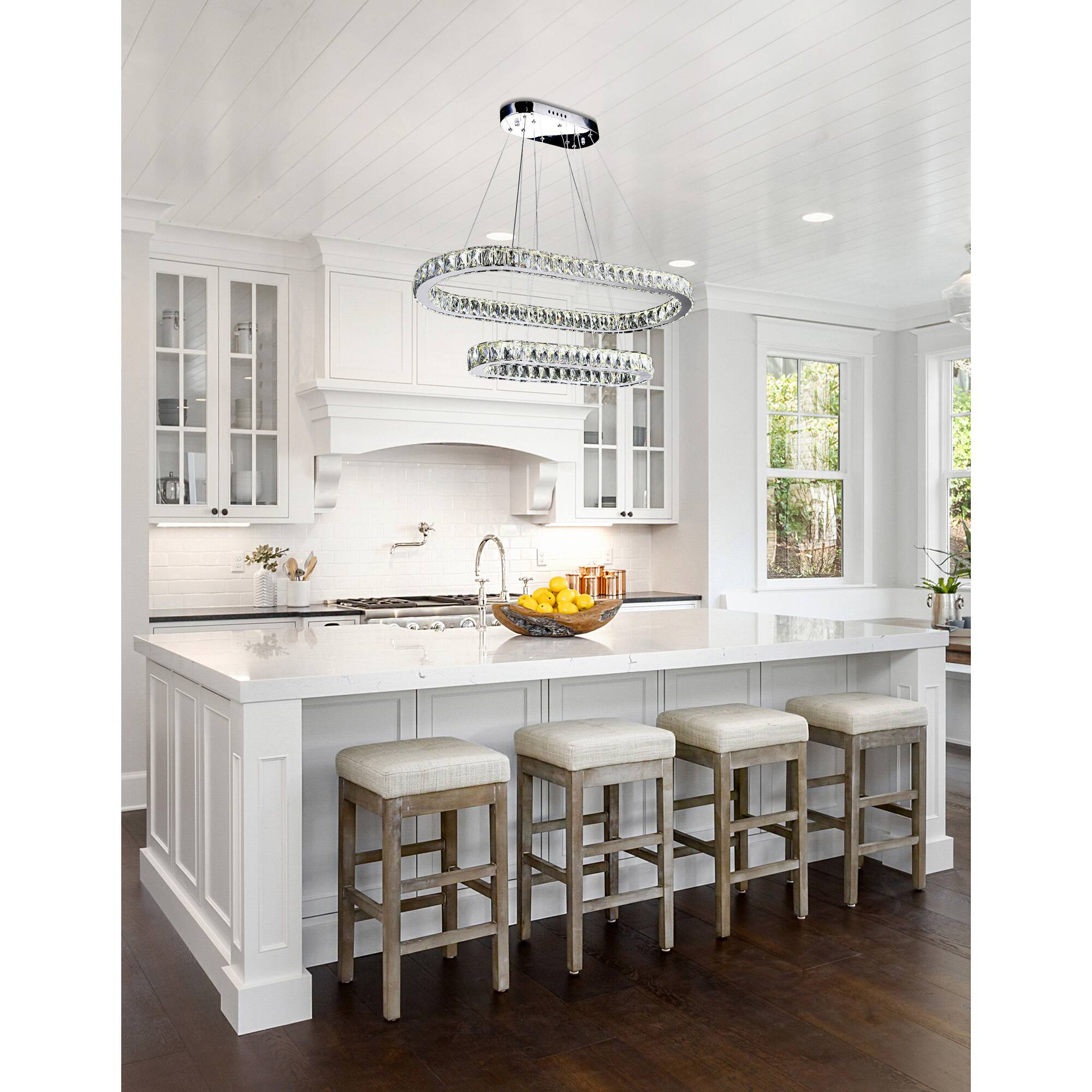 Angle. CWI Lighting - Milan LED Chandelier With Chrome Finish - Stainless Steel.