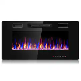 Sugift - 36 Inch Ultra Thin Wall Mounted Electric Fireplace - Black