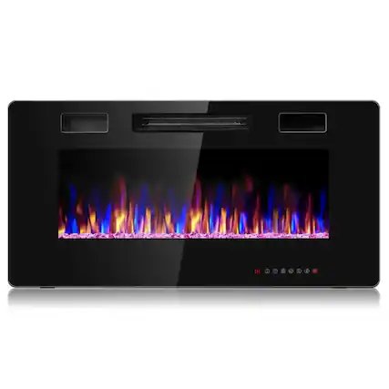 Front. Sugift - 36 Inch Ultra Thin Wall Mounted Electric Fireplace - Black.