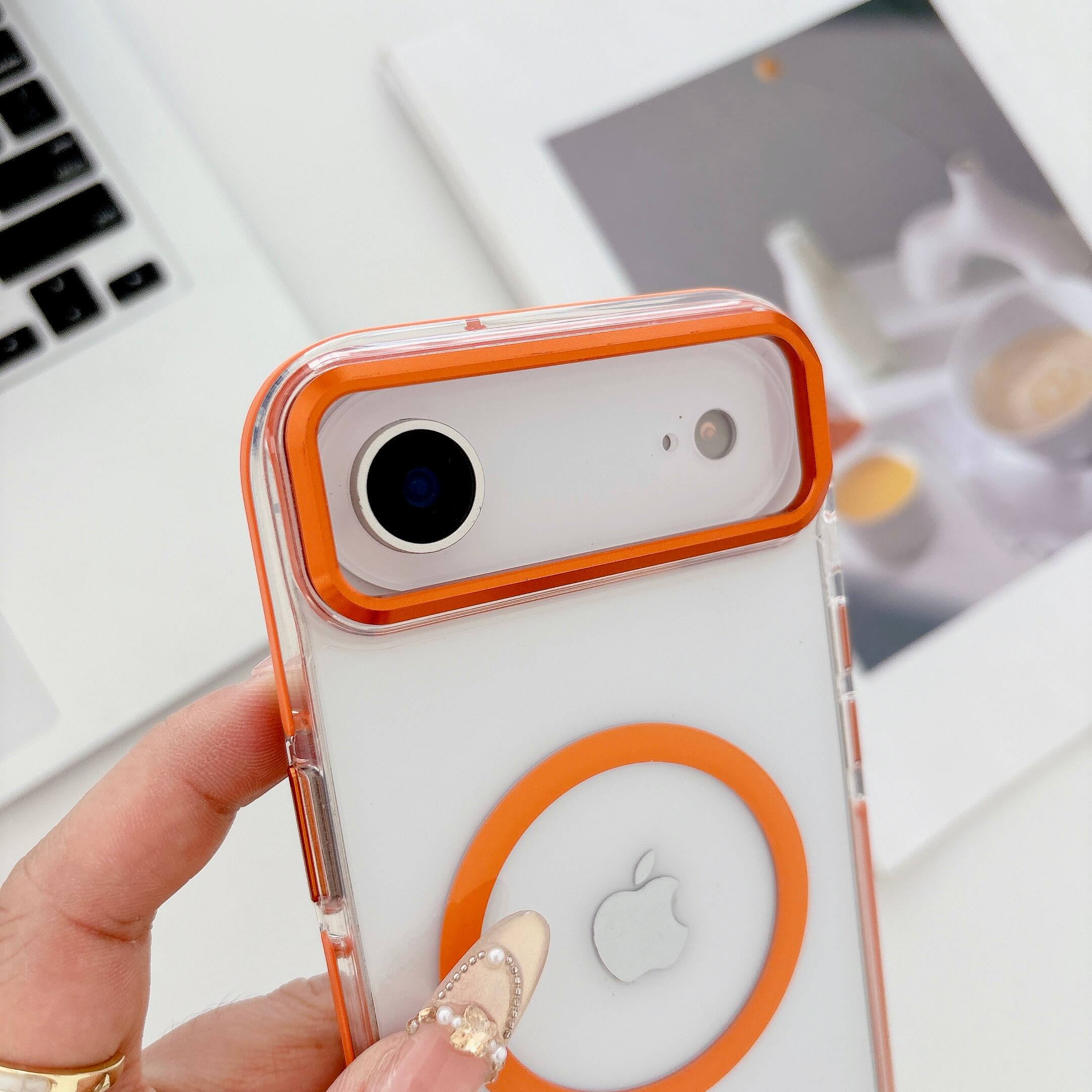 Left. Dteck - Rugged Magnetic Case for Apple iPhone Air, Clear Shockproof Hybrid Protective Cover, Metal Camera Ring and Raised Edges - Darkblue.