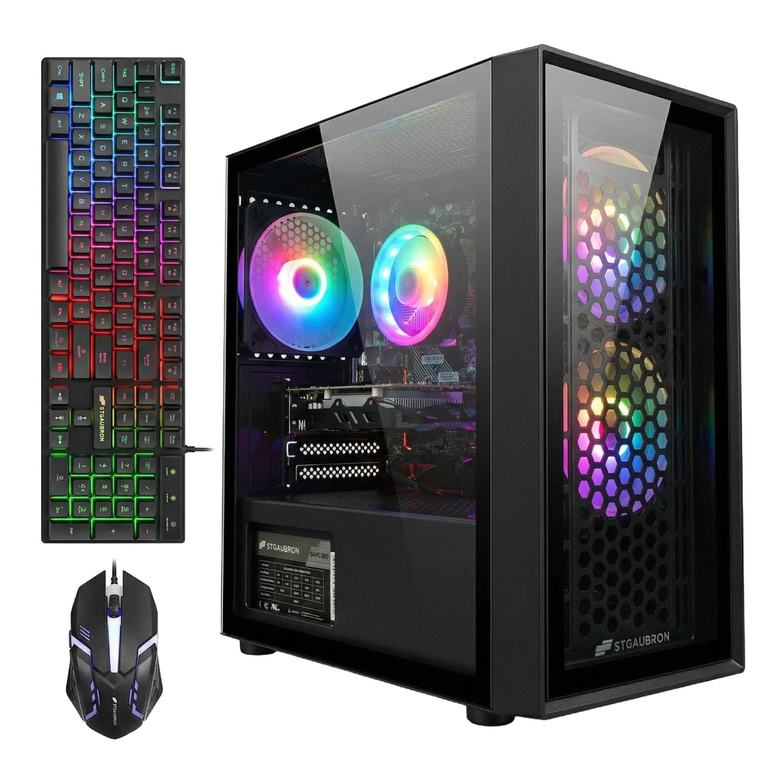 STGAubron - Gaming Desktop PC, Intel Core i5 up to 3.6G, Radeon RX 560 4G, 16G RAM, 512G SSD, WiFi 6, BT 5.0, Win11 Home - Black