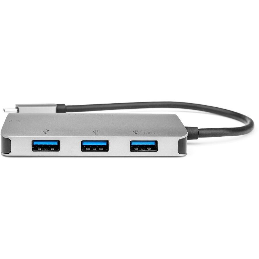 Alt View 3. Rocstor - Rocstor Premium USB-C to USB-A Hub with 100W Power Delivery - USB 3.1 Type C - Portable - 4 USB Port(s) - 3 USB 3.0 Port - Gray Aluminum.