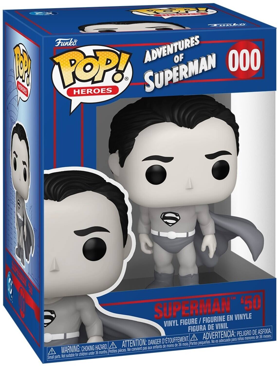 1002 10 E Toi Funko ADVENTURES OF SUPERMAN 000 POP! SUPERMAN '50 FIGURINE EN VINYLE VINYL FIGURE / FIGURA DE VINIL PELIGRO DE ASFIXIA. D'TOUFFEMENT. ADVERTENCIA: para niños menores de 36 meses. DANGER petites. No es adecuado HAZARD. ATTENTION: enfants de moins de 36 mois Partes WARNING: CHOKING Ne convient pas aux 36 months, Petites pices. suitable for children under Small parts. Not