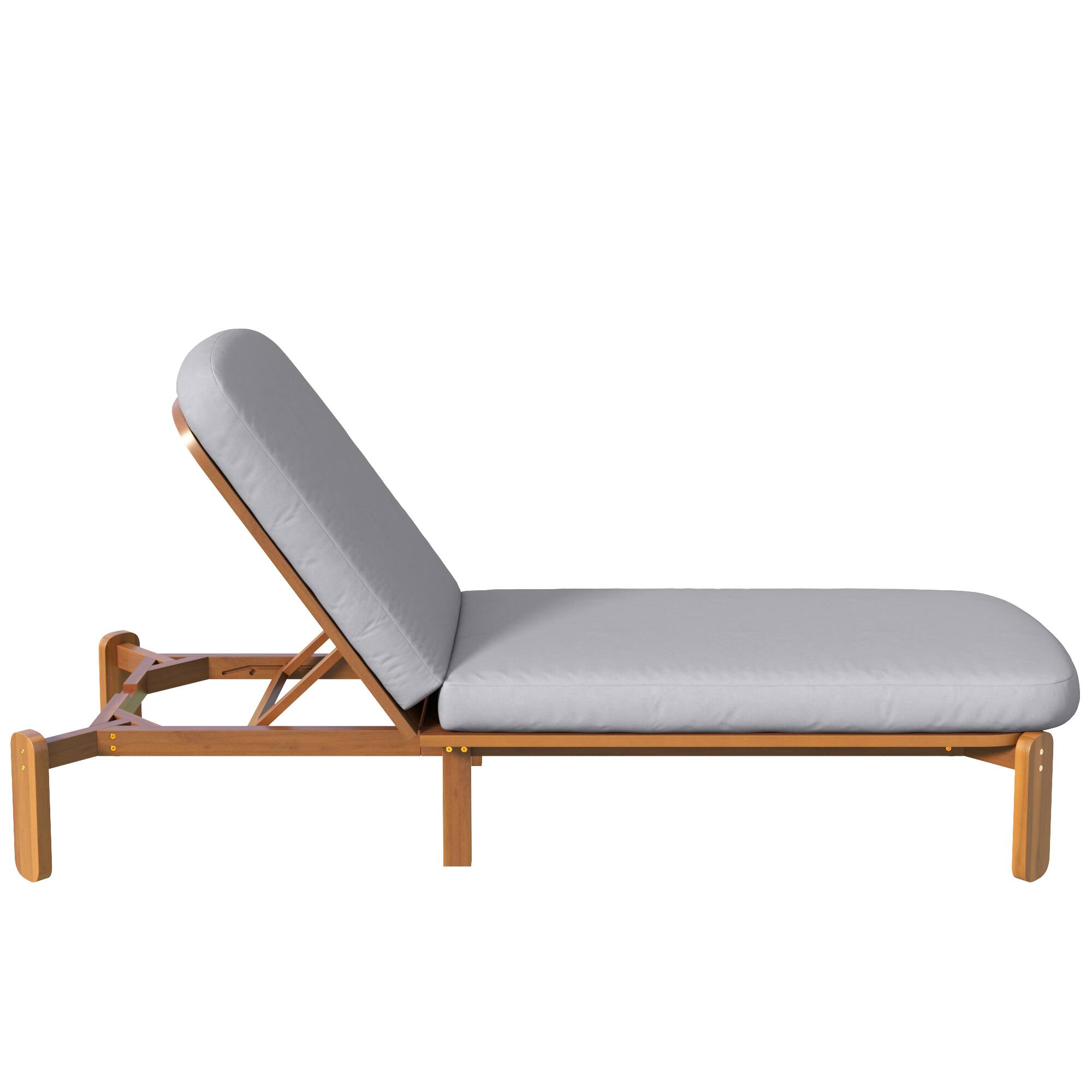 Left. Whisen - Outdoor Adjustable Reclining Chaise Lounge with Thick Cushions for Patio, Poolside, or Beach - Gray.