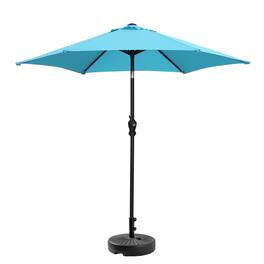 Ainfox - 7.5ft Patio Umbrella With Round umbrella base - Blue