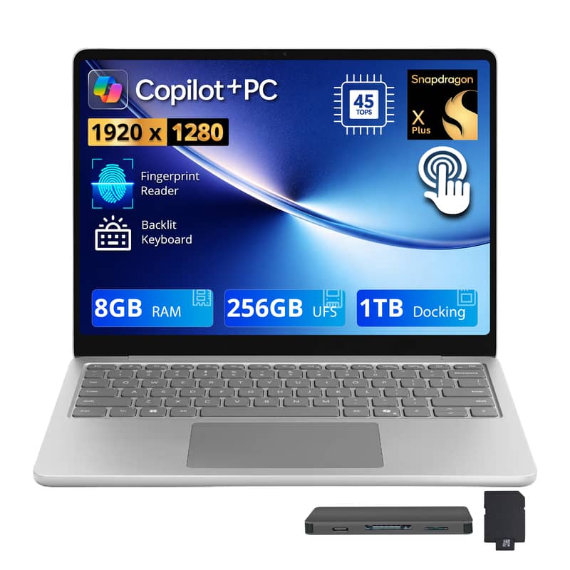 "Microsoft - Surface 13"" Touch AI Laptop,Snapdragon X Plus,8GB RAM,256GB UFS+1TB Dock,Backlit,Fingerprint,Win11 - Platinum" price history on PriceWatchPro