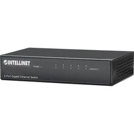 Intellinet - Network Solutions 5-Port Gigabit Office Switch, Desktop, Metal Housing - IEEE 802.3az (Energy Efficient - Black
