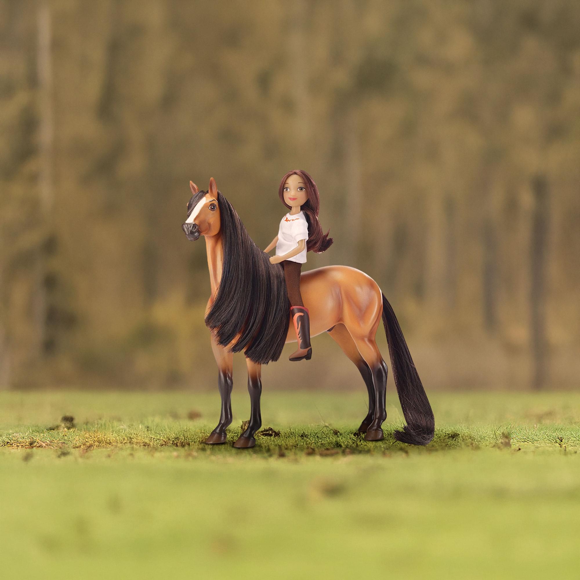 Alt View 2. Breyer - Breyer 1:12 Classics Spirit Riding Free Spirit & Lucky Model Horse Set - Brown.