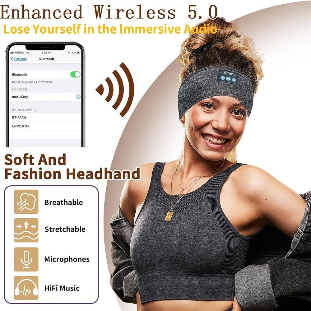 Enhanced Wireless 5.0
Lose Yourself in the Immersive Audio
Soft And Fashion Headband
- Breathable
- Stretchable
- Microphones
- HiFi Music
Bluetooth Settings
Now discoverable as "My Phone"
MY DEVICES
musicCozy
OTHER DEVICES
BT-FAAH
OPPO R11s