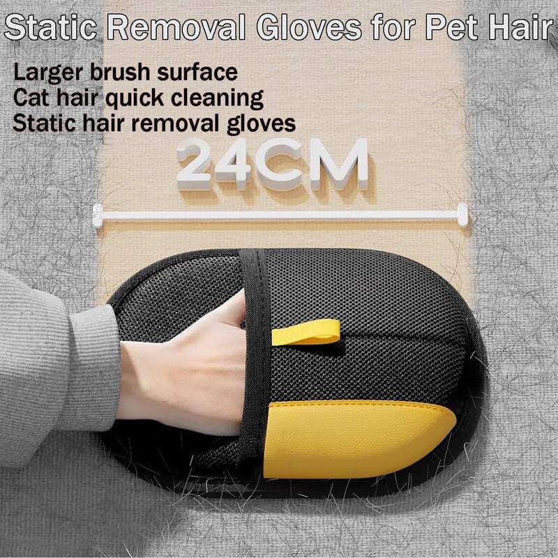 Static Removal Gloves for Pet Hair  
Larger brush surface  
Cat hair quick cleaning  
Static hair removal gloves  
24CM