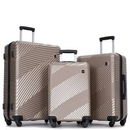 BreeBe - Lightweight 3 Piece Luggage Sets PC+ABS with Spinner Wheels and Hooks - Gold
