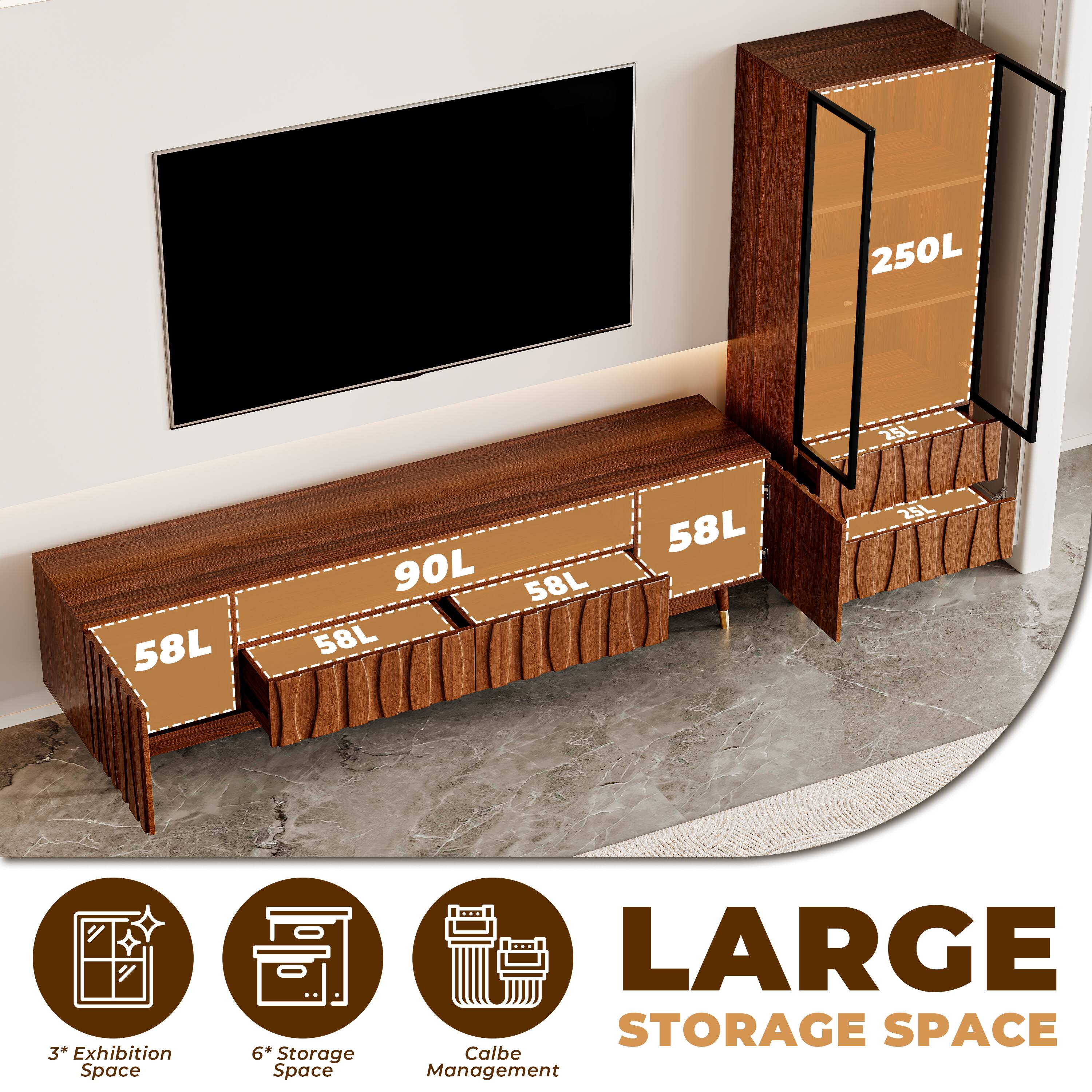 250L  
25L  
58L  
90L  
58L  
58L  
58L  
25L  

3+ Exhibition Space  
6+ Storage Space  

LARGE STORAGE SPACE  

Cable Management