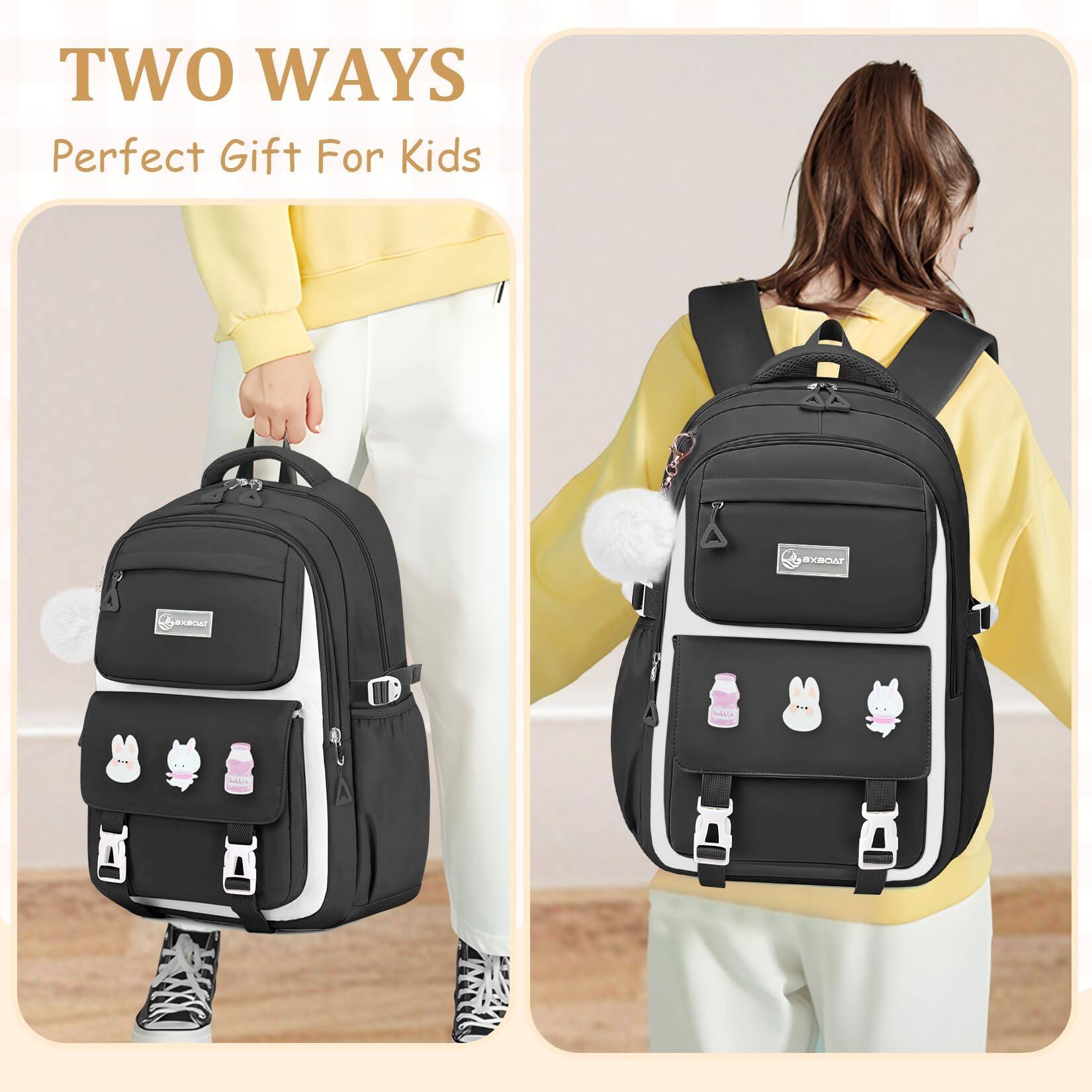 Alt View 3. Pacoar Cade - Backpacks For - Cute Backpack Elementary  Middle And High School Students 18" Bookbag - Color-pink-backpack Only.